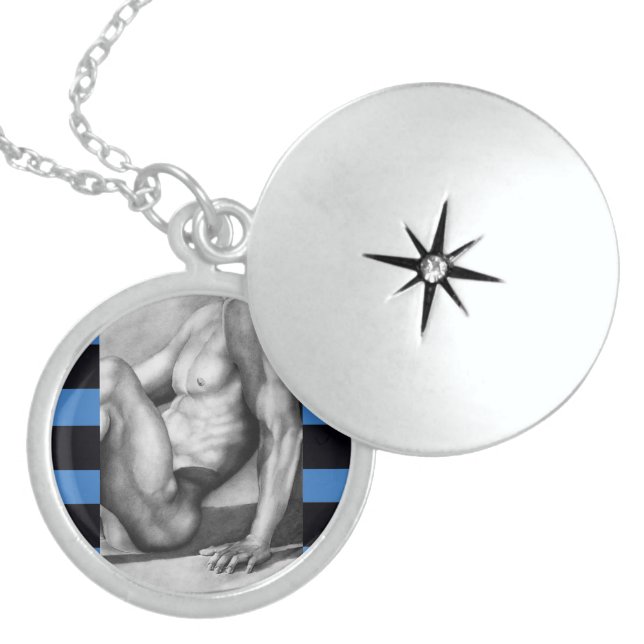 Men's Jewelry Sterling Silver Locket Art for Men (Front)
