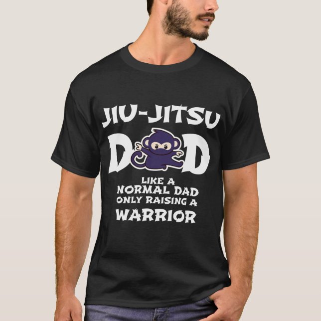 Mens Jiu jitsu Dad Raising a Warrior Funny T-Shirt (Front)