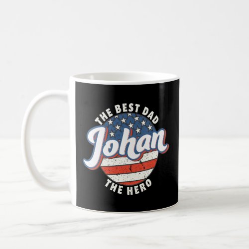 Mens Johan Best Dad Hero US Flag Personalised Fath Coffee Mug