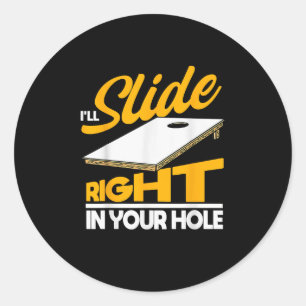 Mens Joke Sports Cornhole Classic Round Sticker