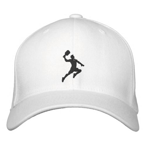 Mens Jumping Pickleball Player Embroidered Baseball Cap