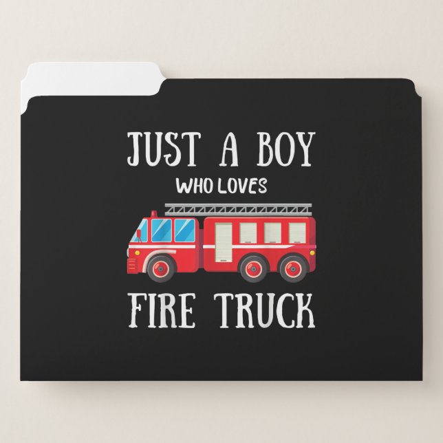 Mens Just A Boy Who Loves Fire Truck File Folder (Front Left)