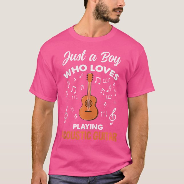 Mens Just A Boy Who Loves Playing Acoustic Guitar T-Shirt (Front)