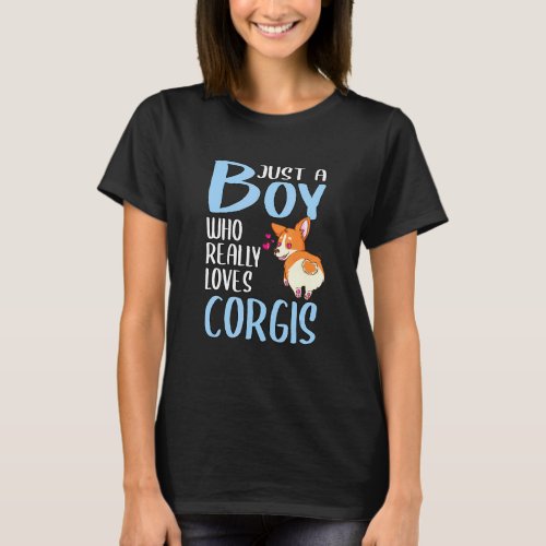 Mens Just A Boy Who Really Loves Corgis T-Shirt