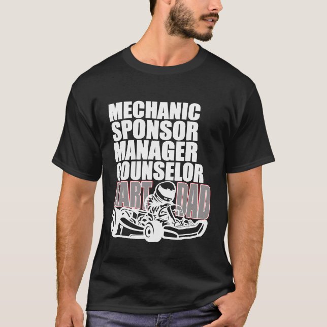 Mens Karting Dad Mechanic Sponsor Manager Counselo T-Shirt (Front)