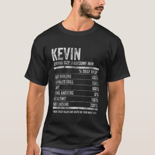 Mens Kevin Nutrition Personalized Name Shirt Funny