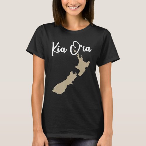 Mens Kia Ora _ New Zealand Map _ Kiwi Greeting T_Shirt