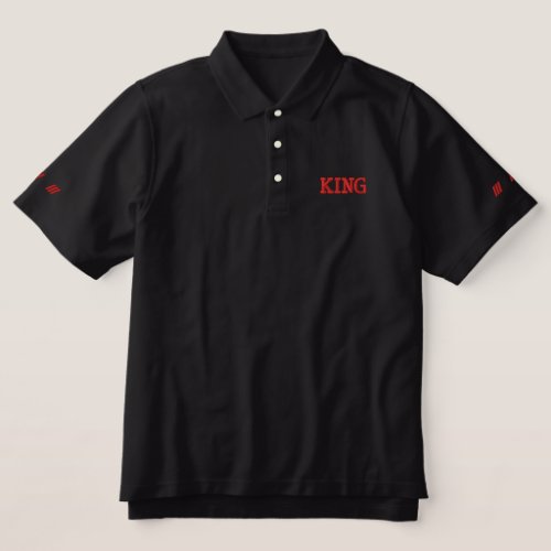 Mens KING Handsome Fantastic Adult L Size Embroidered Polo Shirt