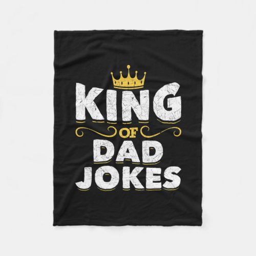 Mens King Of Dad Jokes Crown Rad Jokes Puns Funny Fleece Blanket