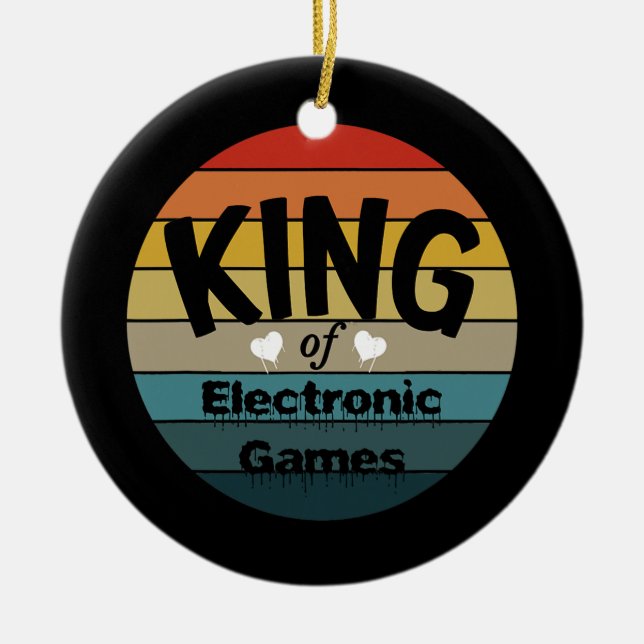 Mens King Of Electronic Games  Ceramic Ornament (Front)