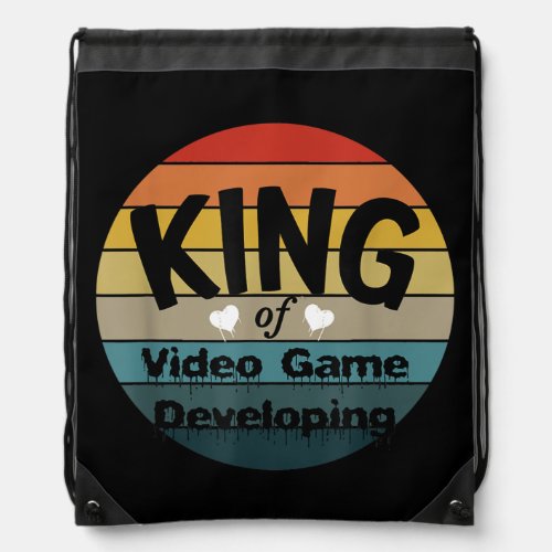 Mens King Of Video Game Developing  Drawstring Bag