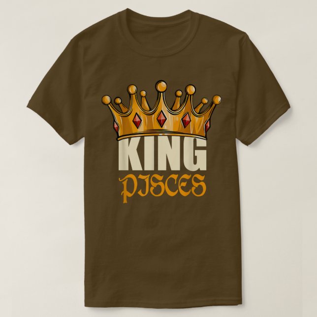Mens King Pisces Zodiac Birthday Horoscope Astrolo T-Shirt (Design Front)