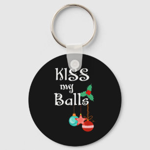 Mens Kiss My Xmas Funny Adult Humor Christmas Keychain
