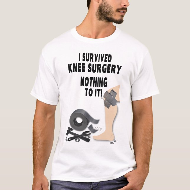 MEN'S KNEE SURGERY SHIRT - I SURVIVED-NUTS & BOLTS (Front)