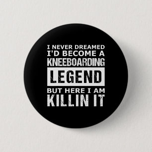 Mens Kneeboarding Funny Button