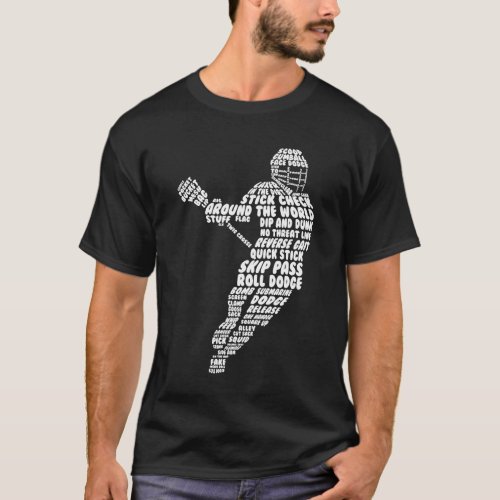 Mens Lacrosse Figure Funny Graphic T_shirt