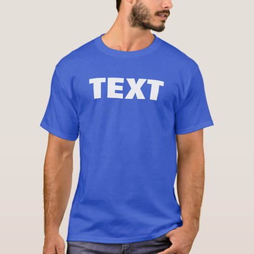 Mens Large Font Text Both Sided Print Royal Blue T_Shirt