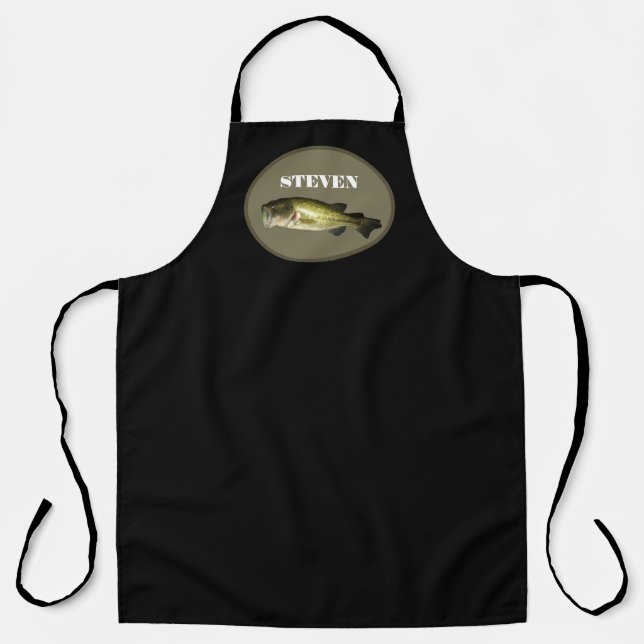 Mens Large Mouth Bass Fishing Personalized Apron (Front)