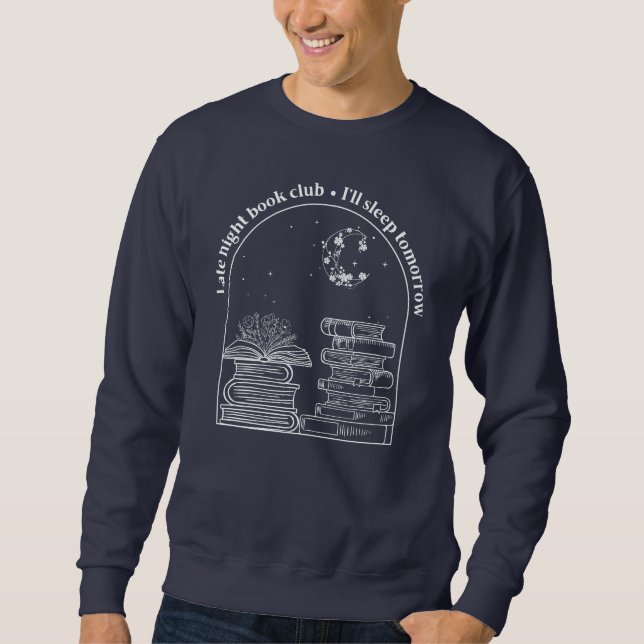 Men's Late Night Book Club Crew (White Ink) Sweatshirt (Front)