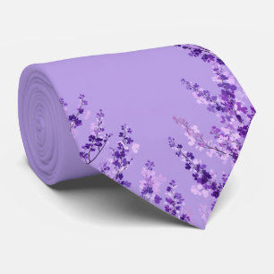 Men's Lavender and Violet Floral Delphinium Neck Tie