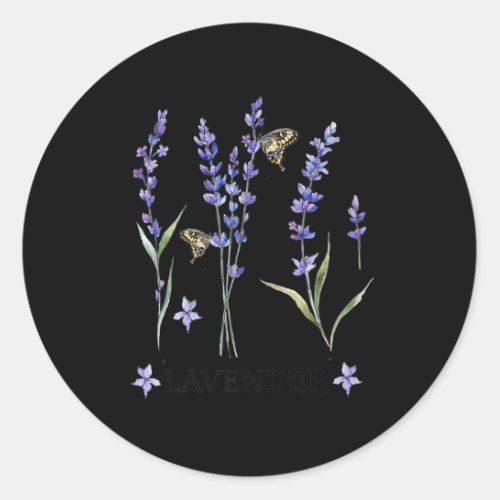 mens lavender plant butterfly herb purple flower classic round sticker