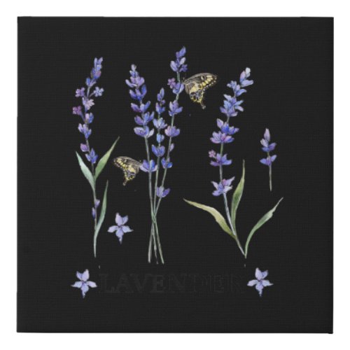 mens lavender plant butterfly herb purple flower faux canvas print