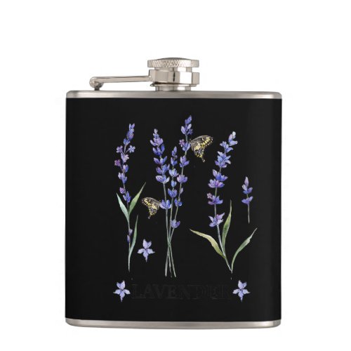 mens lavender plant butterfly herb purple flower flask