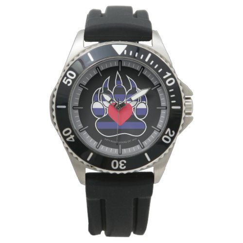 Mens Leather Gay Pride Crown Rubber Strap Watch