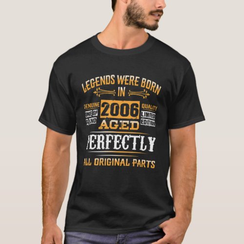 Mens Legend Born In 2006 15Th Birthday Tee For 15