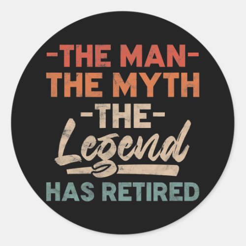 Mens Legend Has Retired Retirement Grandpa Father Classic Round Sticker