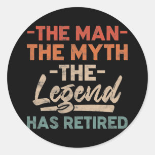 Mens Legend Has Retired Retirement Grandpa Father Classic Round Sticker