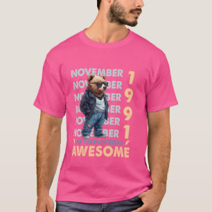 Mens Legend November 1991 33rd Birthday Bear 33 Ye T-Shirt