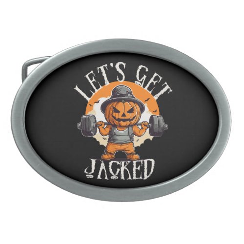 Mens Lets Get Jacked Pumpkin Jack_O_Lantern Funny Belt Buckle