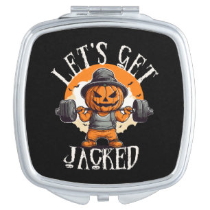 Mens Lets Get Jacked Pumpkin Jack-O-Lantern Funny Compact Mirror
