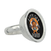 Mens Lets Get Jacked Pumpkin Jack-O-Lantern Funny Ring (Side)