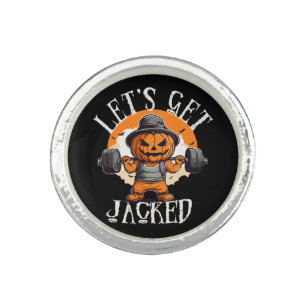 Mens Lets Get Jacked Pumpkin Jack-O-Lantern Funny Ring