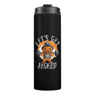 Mens Lets Get Jacked Pumpkin Jack-O-Lantern Funny Thermal Tumbler