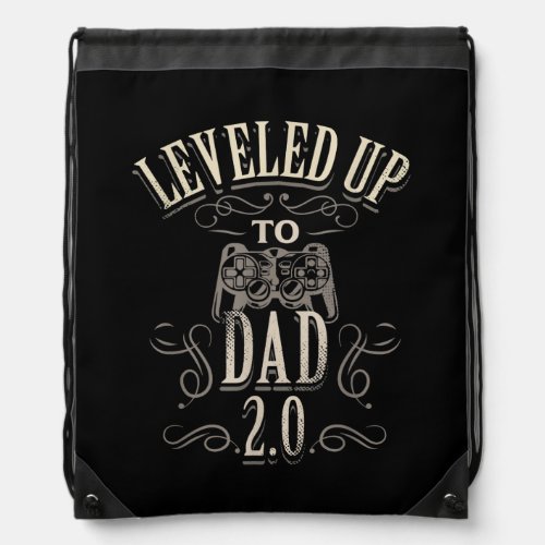 Mens Level Up To Dad 2 0 Vintage Gaming Gift Drawstring Bag