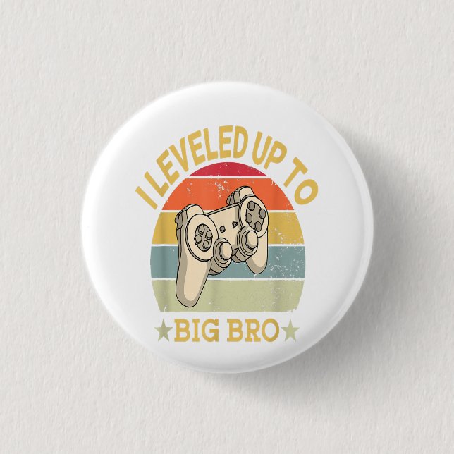 Mens Leveled Up To Big Brother Est 2022 Promoted Button (Front)