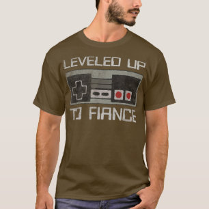 Mens Leveled up to Fiance Newly Engaged Just Engag T-Shirt