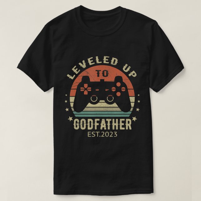Mens Leveled Up To Godfather 2023 for Video Gamer  T-Shirt (Design Front)