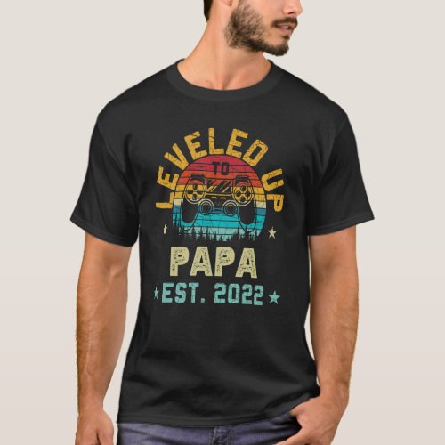 Mens Leveled Up To Papa Est 2022 Promoted Video Ga T_Shirt