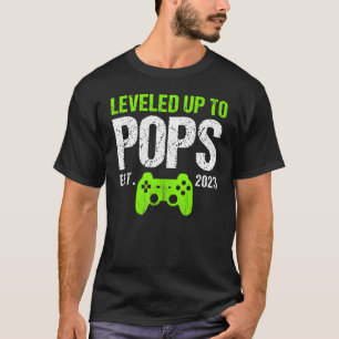 Mens Leveled Up To Pops Est 2023 New Dad Gamer T-Shirt