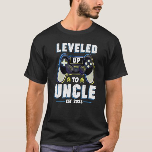 Mens Leveled Up To Uncle EST 2023 Gamepad Game Con T_Shirt