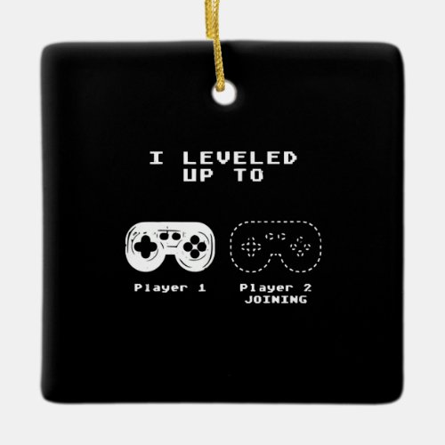 Mens Leveled Up To Uncle Gift Gamer Gaming Pregnan Ceramic Ornament