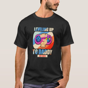 Mens Leveling Up To Daddy 2023 New Dad Video Game T-Shirt