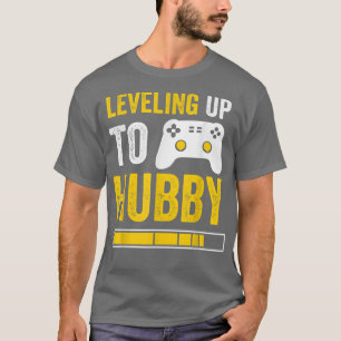 Mens Leveling Up To Hubby Husband Gamer Engagement T-Shirt