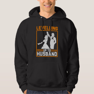 Mens Leveling Up to Husband Grooms Wedding Bachelo Hoodie