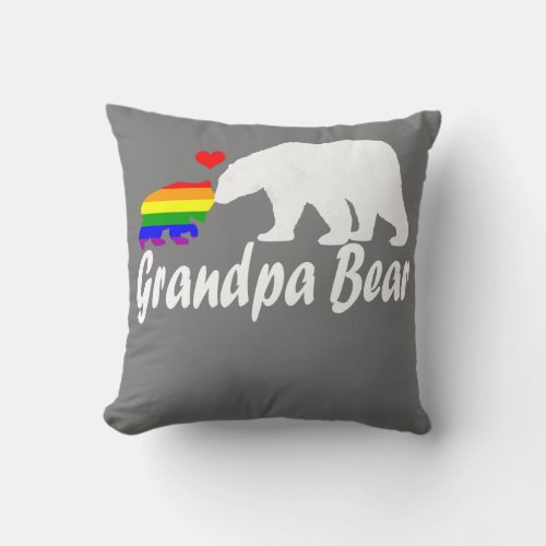 Mens LGBT Grandpa Bear Gay Pride Equal Rights Throw Pillow