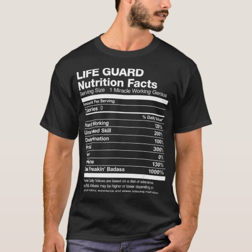 Mens Life Guard Nutrition Facts Funny T_Shirt
